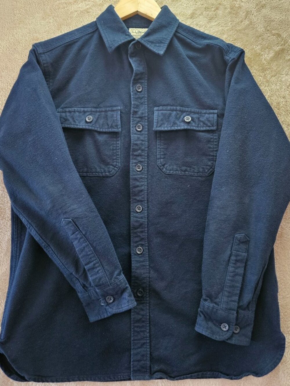 L.L.Bean Men's Chamois Shirt Traditional Fit 100% Cotton Long Sleeve Size M